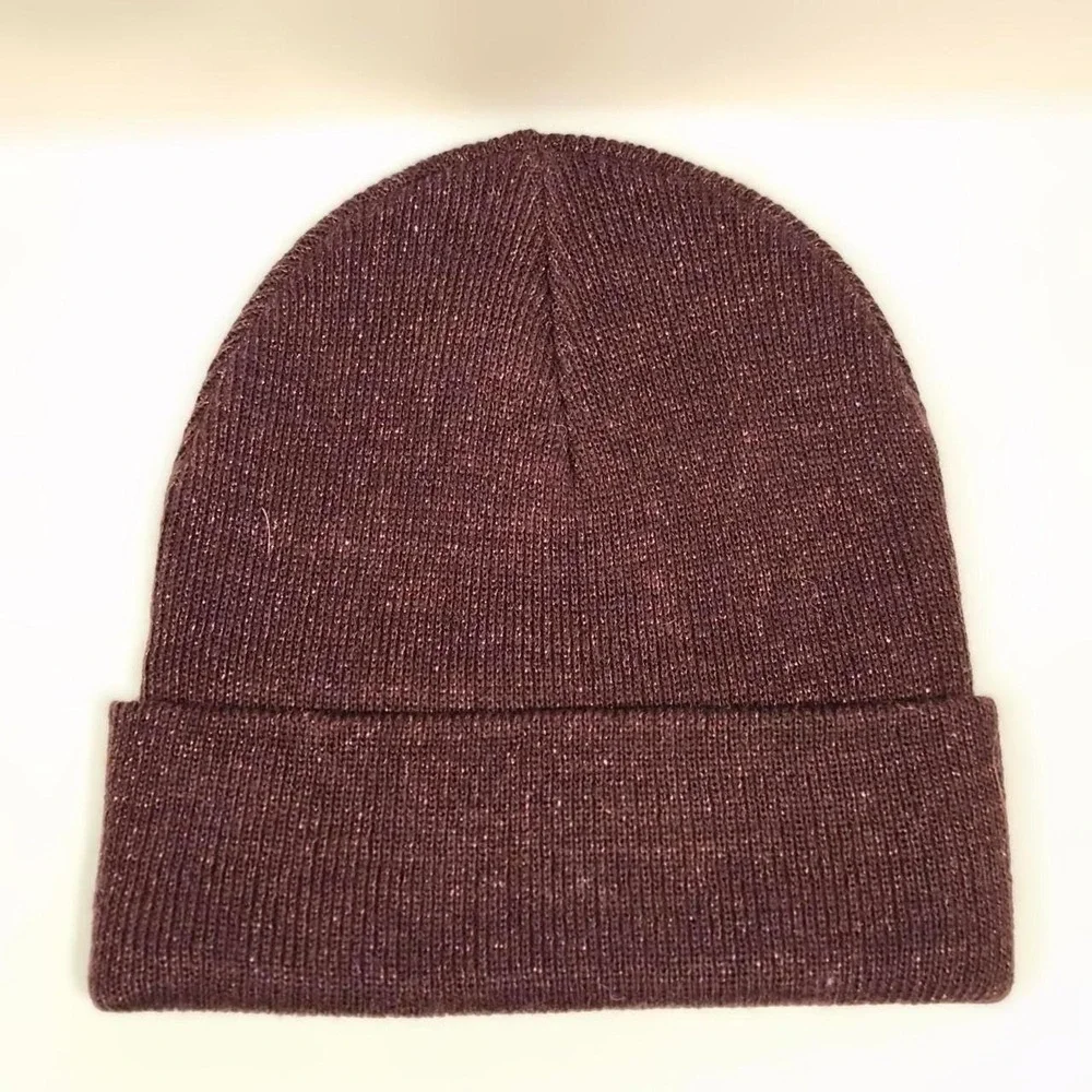 Victoria's Secret PINK Burgundy Maroon Metallic Shimmer Knit Cuffed Beanie Hat